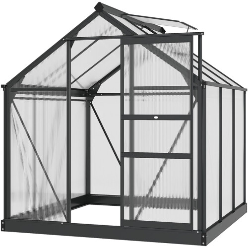 6-Pack 6ft Polycarbonate Greenhouse, Grey