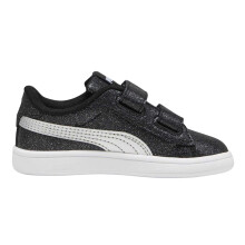 (6 UK Child, Black/Silver) Puma Baby Girls Smash 3.0 Glitter Hook and Loop Trainers