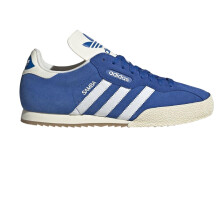 (5 UK, Navy/White) Adidas Boys Samba 3 Stripes Suede Trainers