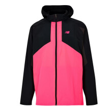 (S, Black/Pink) New Balance Mens Balance Colour Block Woven Regular Long-Sleeved Hooded Jacket