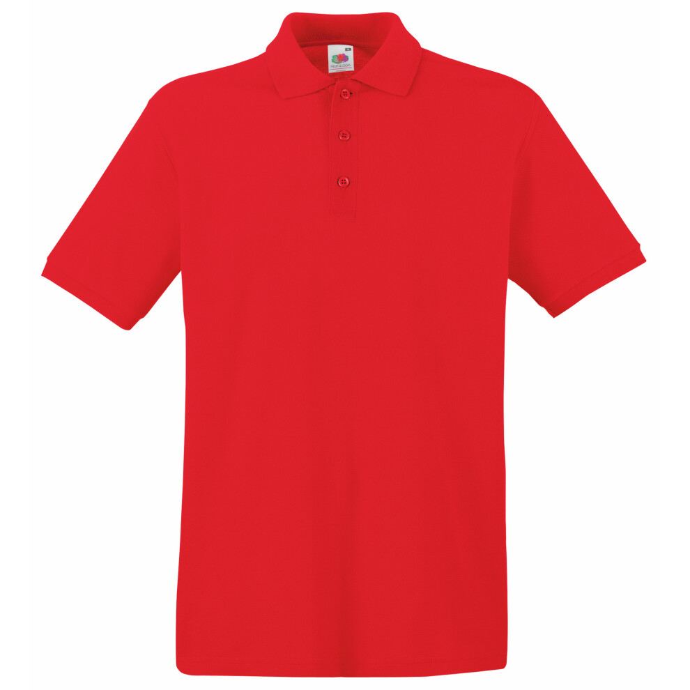 Fruit Of The Loom (L, Red) Premium Mens Short Sleeve Polo Shirt