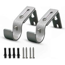 Heavy Duty Rust Proof Metal Curtain Rod Bracket Set with Screws (2pcs, Silver)