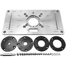 Aluminum Alloy Table Insert Plate With 4 Rings For Woodworking Bench, 235mm X 120mm X 8mm Hy-XT