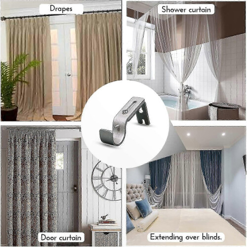 Heavy Duty Rust Proof Metal Curtain Rod Bracket Set with Screws (2pcs, Silver) 1