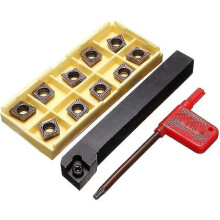 12x100mm Lathe Tool Holder SCLCR1212H09 Featuring 10 CCMT09T304-PM Carbide Inserts for Efficient Turning