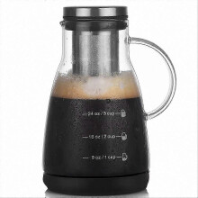 Dual Chamber Glass Brewer for Iced Coffee and Tea, 32 Oz Reusable Steep Vessel with Spout
