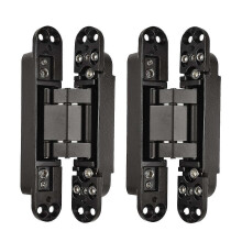 Pair of 6" Invisible Door Hinges with 180 Degree Swing and Adjustable Features for Flush Mount Applications