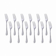 12pcs Stainless Steel Dessert Forks, 5.3in Hammered Cake Forks for Home & Hotel