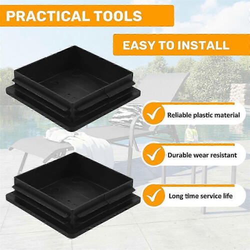 80mm x 80mm Square Plastic Pipe End Caps - 2 Pack Tube Inserts 1