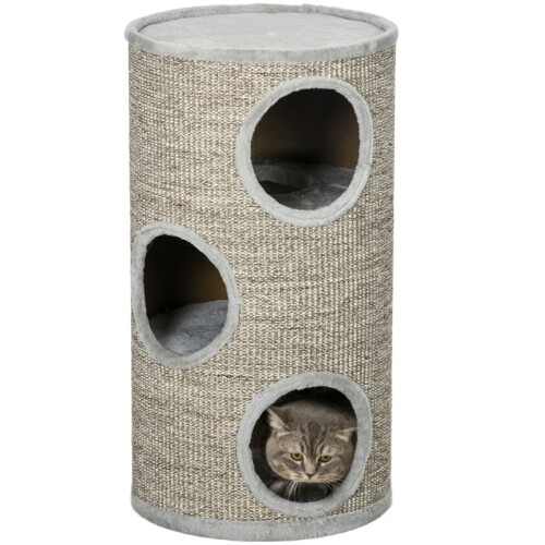 Cat Climbing Frame, Covered with Sisal, Cosy Platform - Light Grey