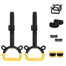 Adjustable Gym Rings with Indoor/Outdoor Straps Sweat-Resistant Hand Tapes for Pull-up Workouts