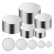 100Pcs 5 Size Roundmetal Stamping Blanks, 10mm 15mm 20mm 25mm 30mm with Holes, Jewelry Metal Stamping Blanks