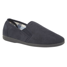 (13 UK, Navy) Sleepers Mens Harry Memory Foam Twin Gusset Slippers