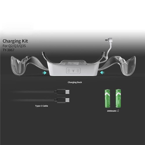 VR Charging Station Controller Holder with 2 Rechargeable Batteries for Meta Quest 3S/Quest 3/Quest 2 Accessories 2