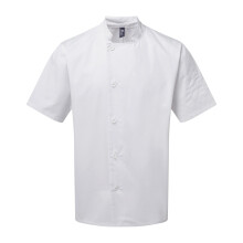 (L, White) Premier Unisex Adult Essential Short-Sleeved Chef Jacket