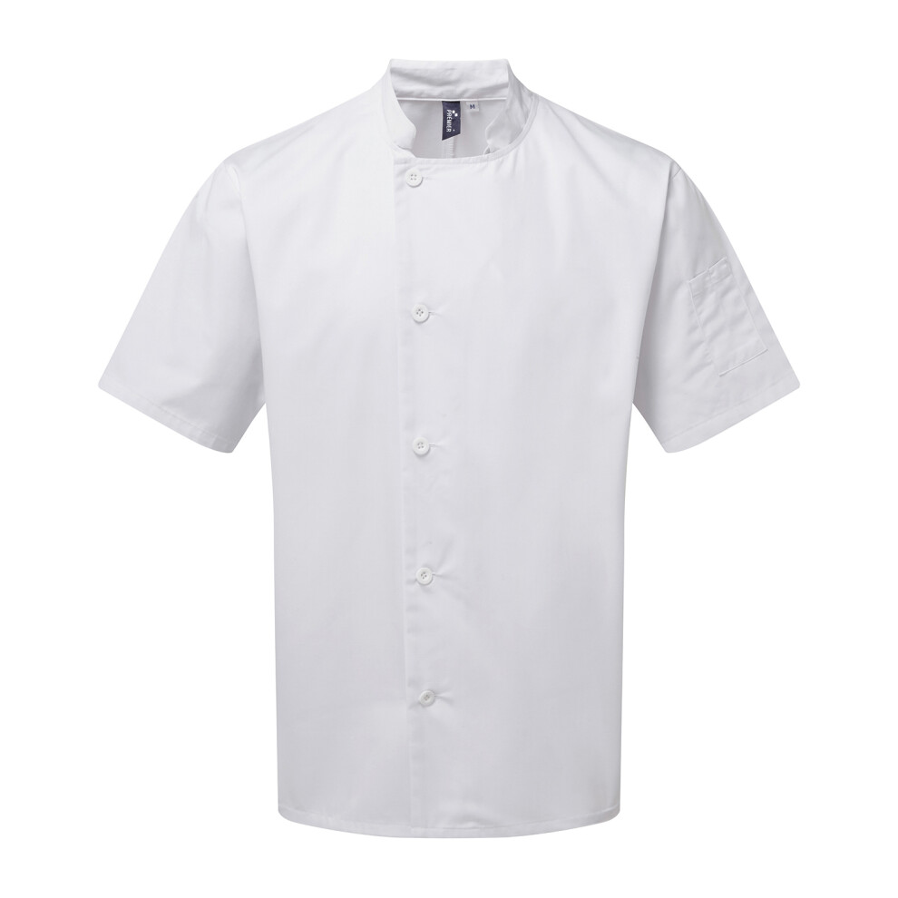 (L, White) Premier Unisex Adult Essential Short-Sleeved Chef Jacket 5063470040872