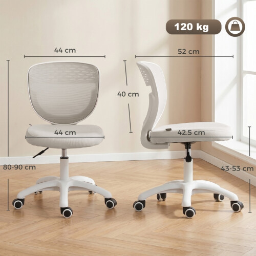Grey Mesh Office Chair, Adjustable Height 2