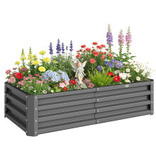 Rectangle Raised Garden Bed Box with Weatherized Steel Frame for Vegetables, Flowers, & Herbs, 120 cm x 60 cm x 30.5 cm, Light Grey