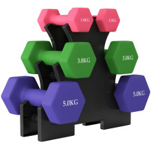 Hex Dumbbells Set 2x1kg+2x3kg+2x5kg w/Rack