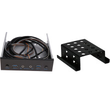 USB 3.0 2 Port Optical Drive Front Panel Expansion with 2-Bay 3.5 Inch to 2.5 Inch Hard Drive Caddy Mobile Holder