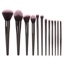 Ensemble Complet de Pinceaux de Maquillage 12 Pièces, Fond de Teint en Poudre Professionnel Végan, Contour, Blush, Surligneur, Fard à Paupières,