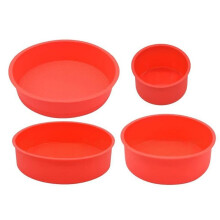4-Piece Cake Pan Set - Non-Stick Round Silicone Molds for Layer Cakes - Sizes: 4", 6", 8", 10"