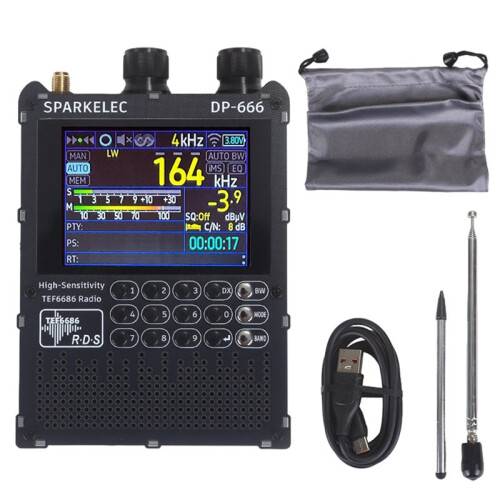 TEF6686 Rádio FM DP666 Rádio de Banda Completa FM/LW/MW/SW de Alta Sensibilidade Tela Touch IPS de 2,8 Polegadas