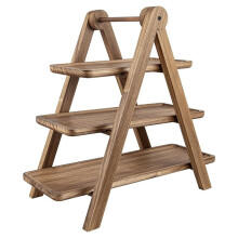 Plateau de Service Pliable en Bois à 3 Niveaux - Support à Étagères pour Cupcakes, Charcuterie, Fruits, Desserts - pour Fête, Mariage