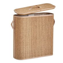 Bamboo Toilet Paper Storage Basket with Lid & Handle - 32L Large Capacity Handwoven Bathroom Organizer for 16 Rolls