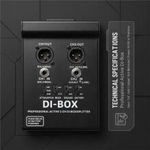 DI Box Professional Active 2-Channel Low Noise Anti-Interference Ground Lift for Guitar Stage Live & Studio Recording