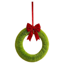 Couronne de Noël pour Porte D'Entrée avec Nœud de 9,8 Pouces Décorations Murales de Porte de Noël Décor Mural de Noël