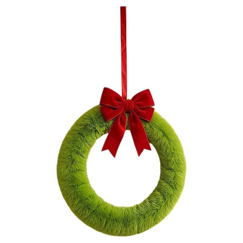 Guirlanda de Natal para Porta da Frente com Laço 9,8 Polegadas Decorações de Porta de Parede de Natal