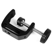 Adjustable Camera Clamp Mount with Double Ballhead, Super Clamp Desk Table Mount Bracket for Monitor, LED Flash & Lights