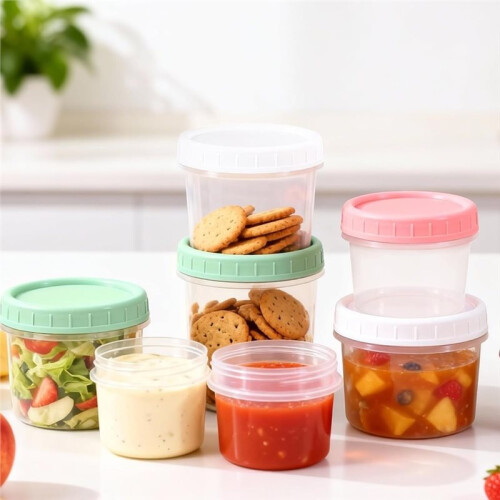 4 Oz Small Plastic Containers with Twist  Lids [20 Sets], Stackable Little Food Storage Containers for Snack Lunch 1