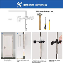 Tope de Puerta con Pasador de Bisagra de 4 Piezas, Topes de Puerta Pesados Ajustables con Puntas de Goma