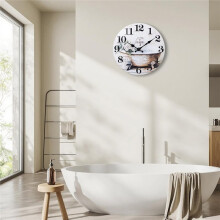 Reloj de Pared para Baño Estilo Rústico, Relojes de Pared Impermeables de 10 Pulgadas, Decoración Marrón Silenciosa y Sin Tictac
