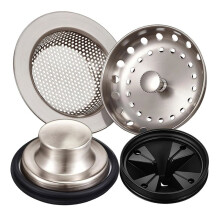 4 Stuks Geborsteld Zilveren Keukenafvoeraccessoires, 3,4" Afvalverwerkingsspatbeschermers, Afvoerzeef & Stopper Set