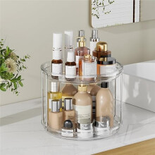 360 Drehbarer 2-Stufiger Klarer Make--Organizer, 10,6" Lazy Susan Drehteller für Hautpflege & Parfüm, Platzsparendes Schminktisch-Tablett