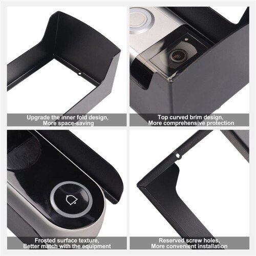 2X Housse de Pluie pour Sonnette, Support de Porte Antivol, Support de Montage Sans PerçAge pour Support de Sonnette VidéO