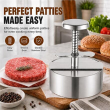 Stainless Steel Non-Stick Round Manual Hamburger Patty Maker Press Rice Pork Beef Mold Adjusted Kitchen Tools L