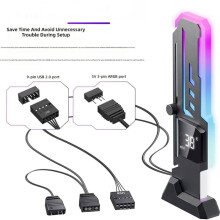 ARGB Gaming Card Bracket with Temperature Display Magnetic Sole Metal Frame Easy to Install GPU Stand White