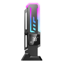 ARGB Gaming Card Bracket with Temperature Display Magnetic Sole Metal Frame Easy to Install GPU Stand Black
