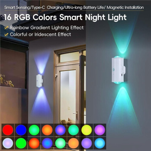 4 Pack LED Wireless Wall Sconce with Remote,16 Colors Changing, Motion Sensor Light for Hallway, Stairway, Bathroom