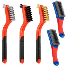 5-Delars Trådborste Set - 2 Tunga Stålborstar med Gummihandtag & 3 Borstar med Mässing/Nylon/Rostfritt Stålborst