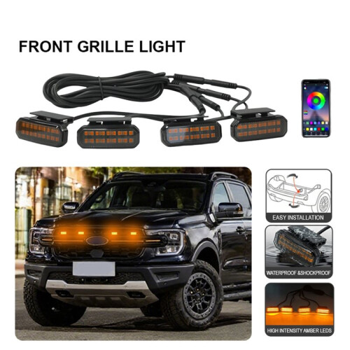 Car Center Front Grille Light Single Color Snap LED High Brightness Waterproof  Light 2