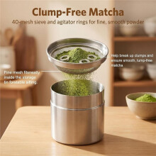 Ensemble de 1 Boîte de Tamis à Matcha et de Rangement, Canisters en Acier Inoxydable pour Matcha, pour Latte au Matcha, Cuisine