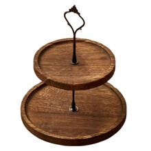 Houten Taartstandaard Houten Materiaal Elegante Snackschotel Multifunctioneel Servies Drogen Fruit Plateau Dessert Presentatie 2-Laags