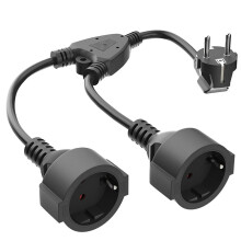 1-to-2 Outlet Y Splitter Power Extension Cord, AC Y Plastic Cable Short Cable,Socket with Dual Plugs for Home(EU Plug)
