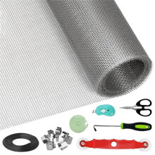 Window Screen Door Repair Replacement Kit 48" X 178" Adjustable Fiberglass Mesh with Spline Roller Hook Clips DIY