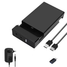 Festplattengehäuse Externes HDD-Gehäuse für 2,5 3,5 Zoll SSD-Festplattenbox USB 3.0 Festplattenschalenadapter EU-Stecker
